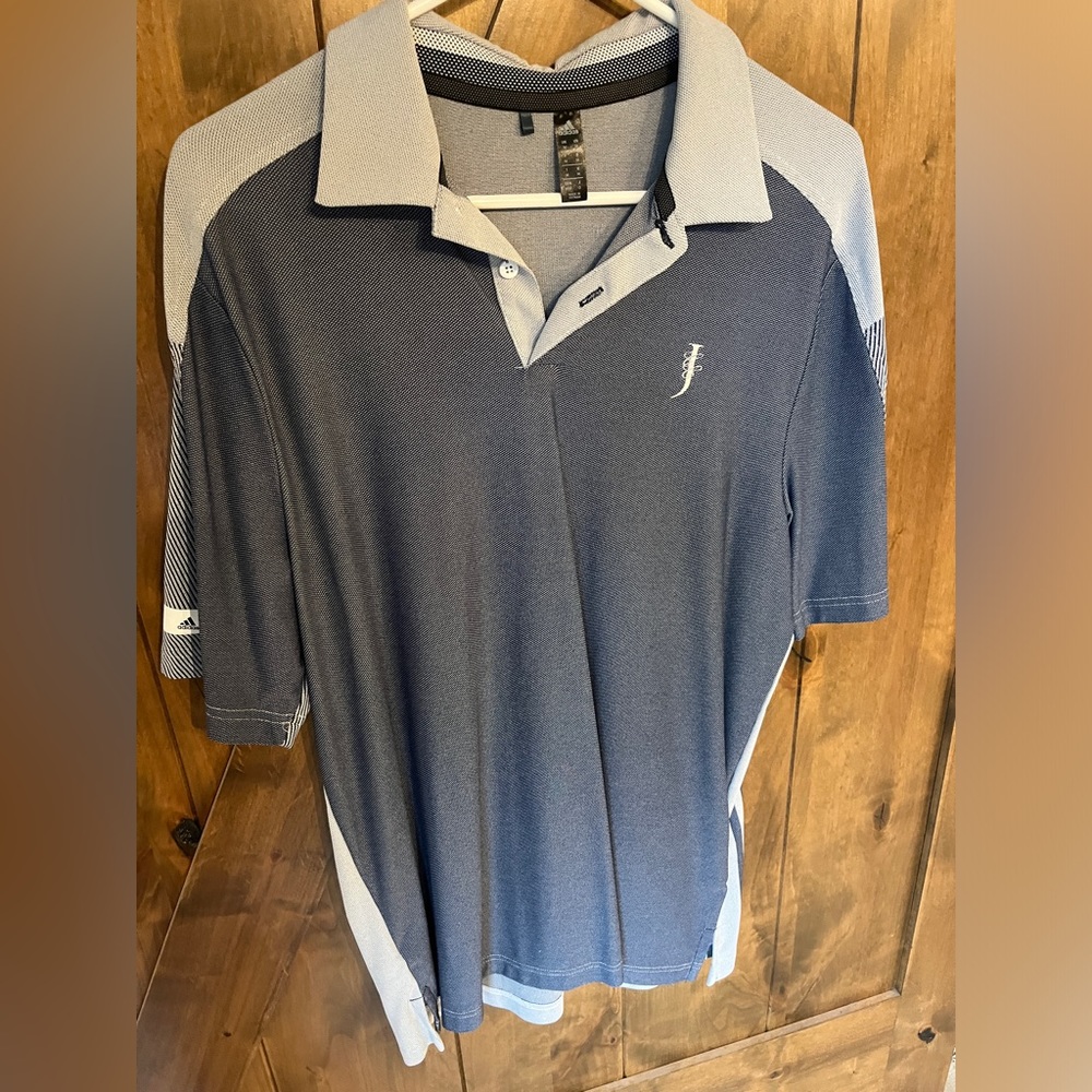 Men’s adidas golf polo size medium, gray and white